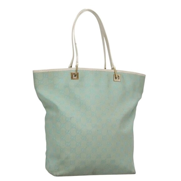 GUCCI GG Canvas Tote Bag Peppermint White Auth 107568 - Picture 1 of 16